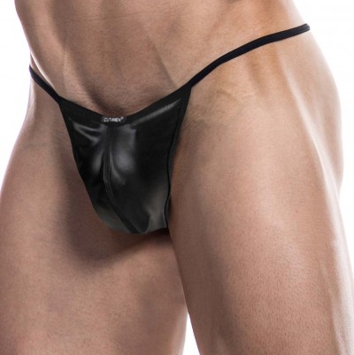 Thong Cut4Men Black Leatherette C4M02