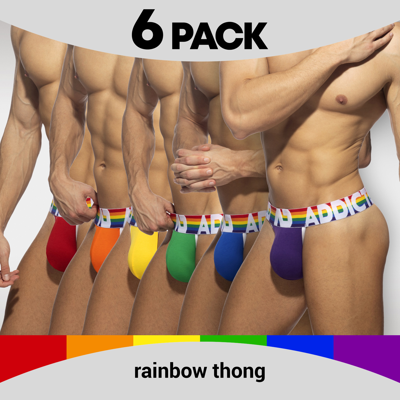 Pack of 6 thong Addicted Rainbow AD1145PP