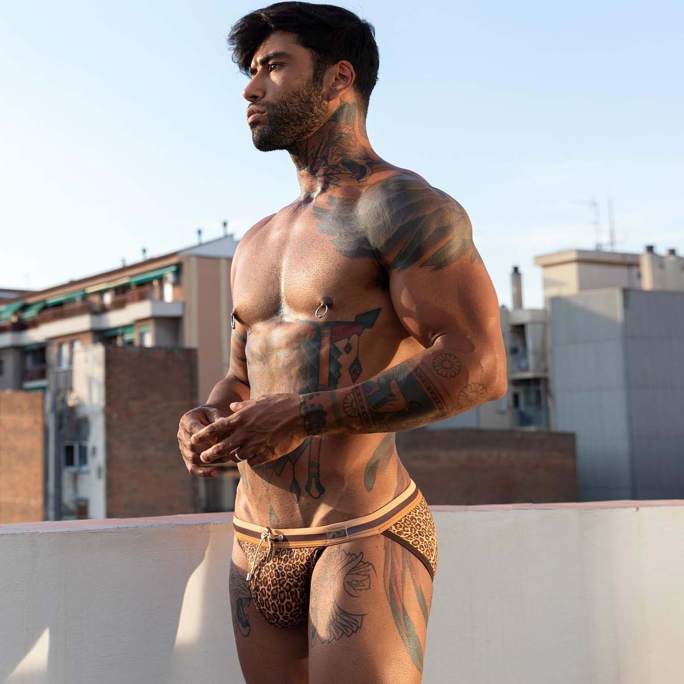 Swim Jock Strap Addicted Leopard Stripes ADS269